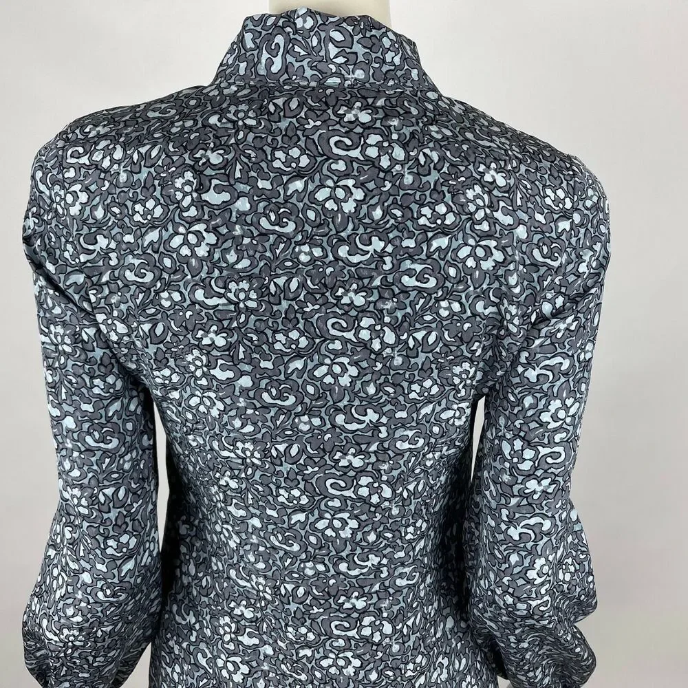 Tory Burch Silk‎ Nicki Bow Blouse Long Sleeve Button-Up Floral Top Shirt Women 0